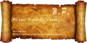 Miler Patrícius névjegykártya
